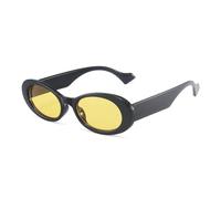 JUJNTNT Occhiali da sole ovali piccoli alla moda, popolari da donna, vintage, color gelatina leopardata, da uomo, tonalità di tendenza, UV400 (nero e giallo)
