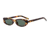 JUJNTNT Occhiali da sole ovali piccoli punk da donna e uomo, di lusso, UV400 (verde leopardo)