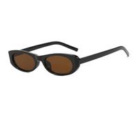 JUJNTNT Occhiali da sole ovali piccoli punk per donna e uomo, di lusso, UV400 (nero-marrone)