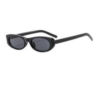 JUJNTNT Occhiali da sole ovali piccoli punk per donna e uomo, di lusso, UV400 (nero-nero)
