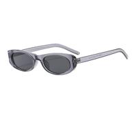 JUJNTNT Occhiali da sole ovali piccoli punk per donna e uomo, di lusso, UV400 (trasparente, grigio-nero)