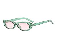 JUJNTNT Occhiali da sole ovali piccoli punk per donna e uomo, di lusso, UV400 (verde-rosa)