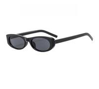 JUJNTNT Occhiali da sole ovali piccoli retrò per donna e uomo, alla moda, UV400 (nero)