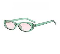 JUJNTNT Occhiali da sole ovali piccoli retrò per donna e uomo, alla moda, UV400 (verde rosa)