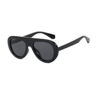 JUJNTNT Occhiali da sole ovali vintage punk da donna, di lusso, alla moda, per esterni (C1, nero, grigio)