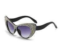 JUJNTNT Occhiali da sole oversize Cat Eye da donna con strass, di lusso, con diamanti, punk, UV400 (C7)