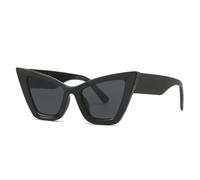 JUJNTNT Occhiali da sole oversize da donna e da uomo, stile Cat Eye, stile retrò, UV400 (nero e grigio)