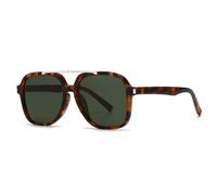 JUJNTNT Occhiali da sole quadrati da donna, retrò, a doppio raggio, in tartaruga, di lusso, alla moda, casual, da uomo, UV400 (verde embricato)