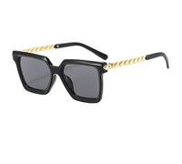 JUJNTNT Occhiali da sole quadrati per uomo e donna, con catena dorata, design retrò alla moda, leggeri e comodi, taglia unica.