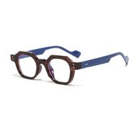 JUJNTNT Occhiali da sole quadrati piccoli retrò poligonali da donna, con montatura Uv400, alla moda, punk, con rivetti, decorazione, lenti trasparenti (blu leopardato trasparente)