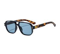 JUJNTNT Occhiali da sole quadrati retrò a doppio raggio da donna, di lusso, leopardati, versatili, alla moda, da uomo, UV400 (nero e blu)