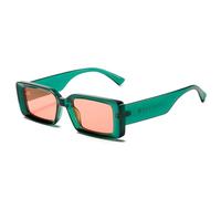 JUJNTNT Occhiali da sole rettangolari piccoli alla moda color gelatina da donna, retrò, UV400, da uomo, di tendenza (verde rosso)
