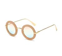 JUJNTNT Occhiali da sole rotondi piccoli retrò da donna, alla moda, con sfumature di colore gelatinoso, UV400, da uomo, di tendenza, punk, opachi (rosa blu tè opaco)