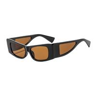 JUJNTNT Occhiali da sole sexy Cat Eye Punk da donna, di lusso, rettangolari piccoli, UV400 (C4, nero, marrone)