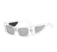 JUJNTNT Occhiali da sole sexy Cat Eye Punk da donna, di lusso, rettangolari piccoli, UV400 (C6, argento trasparente)