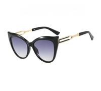 JUJNTNT Occhiali da sole vintage Cat Eye da donna e uomo, oversize, sfumati, UV400 (nero grigio)