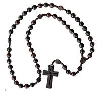 Jujube - Rosario in legno da 10 mm con perline a forma di croce Our Father Beads