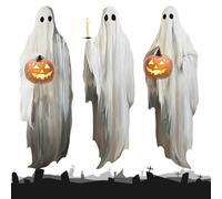 Jukeoiu Adesivo per finestra fantasma, 3 fogli extra large con fantasma che tiene la, adesivi spaventosi riutilizzabili per bambini, scuola, ufficio, feste, Halloween, decorazione in
