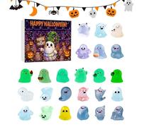 Jukeoiu Calendario con conto alla rovescia dei fantasmi di Halloween, calendario con conto alla rovescia di 24 giorni con fantasmi in miniatura, graziosa scultura che si al buio per famiglia