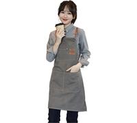 Jukeoiu Grembiule da lavoro con tasche, grembiule da cucina in tela antimacchia con 3 tasche per ristorante, ceramica, cottura, giardinaggio, officina, salone, grigliare, falegnameria, Grigio, Refer