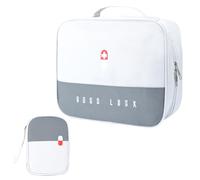 Jukibole 2 sacchetti per medicinali, borsa medica impermeabile, borsa portatile per casa, ufficio e viaggi (grigio, bianco)