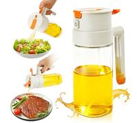 Jukibole Spruzzino Olio 650 ml, 2 in 1 Oliera Spray in Vetro Beccuccio Anti-Goccia e Nebulizzatore di Precisione, Spruzzatore Olio, Nebulizzatore Olio per Friggitrice Aria, Cucina Sana, BBQ, Insalate