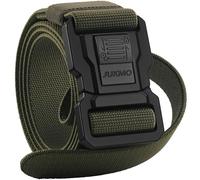 JUKMO Cintura tattica da uomo con serratura, da lavoro militare, 3,8 cm, in nylon elasticizzato, cintura a sgancio rapido con fibbia per cintura di sicurezza resistente, Verde militare, Small-for
