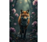 JuKo Lined Notebook for Women, 6x9 inch, 120 Pages, Vintage Notebook, Floral Journal, Fox Botanical Dark Flower Peonies