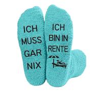 JUKOTA 1 paio Calzini divertenti per l'ingresso in pensione, regalo da donna, con scritta in lingua tedesca "Ich bin in pensione" Ich muss GAR NIX, pensionato, regalo di addio(Verde)