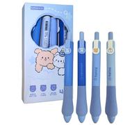 JUKOTA 1 penna cancellabile, 4 penne a inchiostro blu, penna gel cancellabile, penna cancellabile da 0,5 mm, penna cancellabile con disegno di orso, penna cancellabile, regalo per bambini e studenti