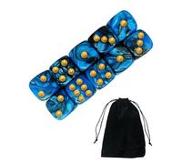 JUKOTA 10 PCS Dadi,16mm D6 Dado Acrilici,Dadi Blu-Nero con Borsa di Stoffa,per Giochi da Tavolo,Ruolo,Tavolo,Lezioni di Matematica