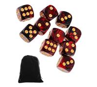 JUKOTA 10 PCS Dadi,16mm D6 Dado Acrilici,Dadi Rosso-Nero con Borsa di Stoffa,per Giochi da Tavolo,Ruolo,Tavolo,Lezioni di Matematica