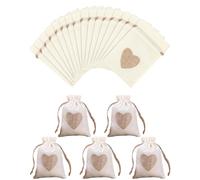 JUKOTA 12 pcs Sacchetti Bomboniere,Sacchetti di Iuta,Sacchi Juta Lino con Coulisse,Regalo Naturale Sacchetto di Mussola per Festa di Matrimonio DIY e Gioielli,per Regali,Matrimoni,Gioielli,14x10cm
