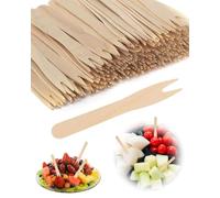 JUKOTA 300 pezzi forchette per patatine, forchette per snack, forchette in betulla, posate in legno naturale, biodegradabili, posate in legno, per feste, compleanni, campeggio