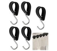 JUKOTA 5 Pezzi Gancio a S con Passante In Pelle, Ganci Multifunzione Ganci a S Gancio da Campeggio, Gancio Appendiabiti in Metallo Nero, Ganci a S Per Guardaroba Passeggino Cucina Bagno e Campeggio