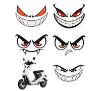 JUKOTA 5Pcs adesivi per occhi, autoadesivi riflettenti, divertenti, resistenti alle intemperie, per caschi auto e moto, per migliorare la visione notturna (demone)