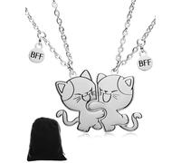 JUKOTA Collana Gatto, Ciondoli Migliore Amico, Collana BFF, Ciondolo Amante Amicizia Coppia Inciso, Collana Ciondolo Sorelle Gioielli Amicizia Regalo, per Amici, Amanti,San Valentino(2 pezzi)