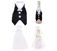 JUKOTA Set di 2 bottiglie di vino da matrimonio, per coppie, decorazioni per bottiglie di vino e sposi, per matrimoni, feste di addio al nubilato, fidanzamento
