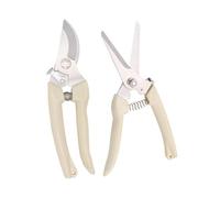 JUKOTA Set di Forbici da Giardino 2 Pezzi,Forbici Antiscivolo con Impugnatura Bloccaggio,Forbice Giardino Multifunzione per Raccolta Potatura,Può Tagliare Piante da Giardino,Fiori,Rami(Color Crema)
