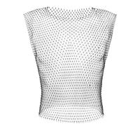 JUKOTA sexy Canotta da uomo con strass,57cm maglia trasparente, rete da pesca scintillante, vestito da rave, festival, crop top da uomo,club, festa,maglia da pesce,sexy,muscolo,maglietta corta