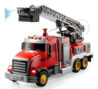 JUKUDAHU - Camion dei pompieri per bambini dai 3 ai 5 anni, set di camion dei pompieri con giradischi, suoni e luci, camion per bambini dai 4 agli 8 anni, giocattoli per auto, regali pompieri da