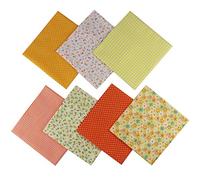 Jukway 7 Pezzi Tessuto di Cotone 50 x 50 cm Stampati Stoffa Patchwork Quadrati Tessuti Bundle Design Assortiti Trapuntato Cucito fai da te Decorazione Artigianato Quilting Scrapbooking (Giallo)