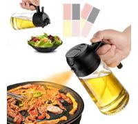 JULEHUI Con adesivi 16 once spruzzatore per olio per cucinare - 2 in 1 Spray & Pour Olive Oil Dispenser - 470ml Bottiglia di olio spray in vetro - Gadget da cucina