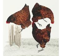 Julia Burns Stampa su Tela con Tre Galline, 40 x 40 cm, Poliestere, Multicolore