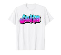 Julia Graffiti Nome Personalizzato Blu Rosa Donne Ragazze Maglietta