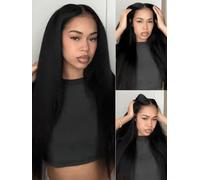 Julia Hair EasiContour - Parrucca con capelli umani crespi e lisci, senza colla, senza colla, con clip, senza tralasciare il vero cuoio capelluto, parrucca crespa, adatta ai principianti, colore nero