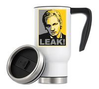 Julian Assange Hope Style Pop Art - Tazza termica da viaggio con fughe di perdite, 480 ml, colore: bianco