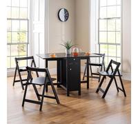 Julian Bowen Savoy Compact Dining Set, Legno di caucciù, Nero, 80 x 120 cm