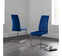 Julian Bowen Set di 4 sedie a sbalzo in velluto Calabria, blu