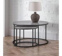 Julian Bowen, Tavolini tondi da caffè impilabili Staten, effetto cemento